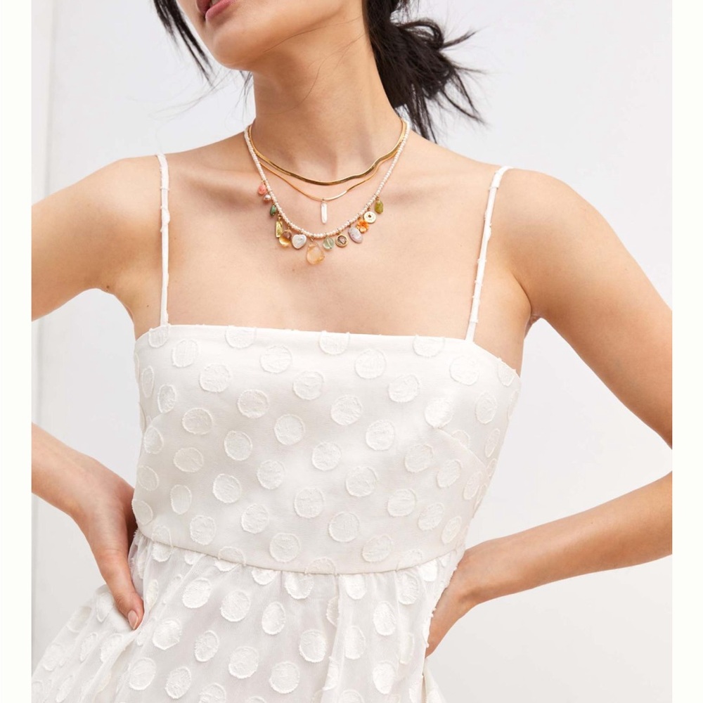 NEW! Sachin & Babi Anthropologie cream polka dot dress bubble  straps 6